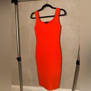 NWT House of Harlow 1960 Vibrant Bodycon Orange Midi Dress Sz XS